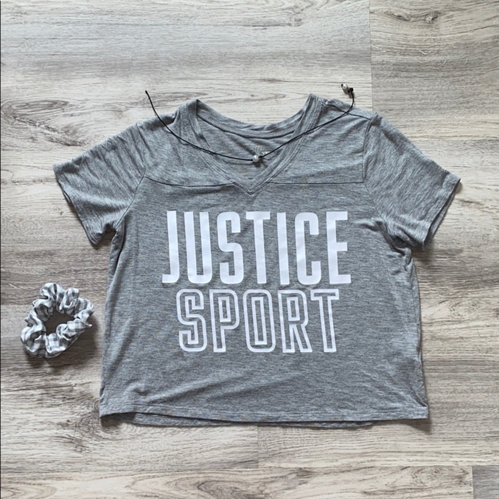 gray and white justice crop top!